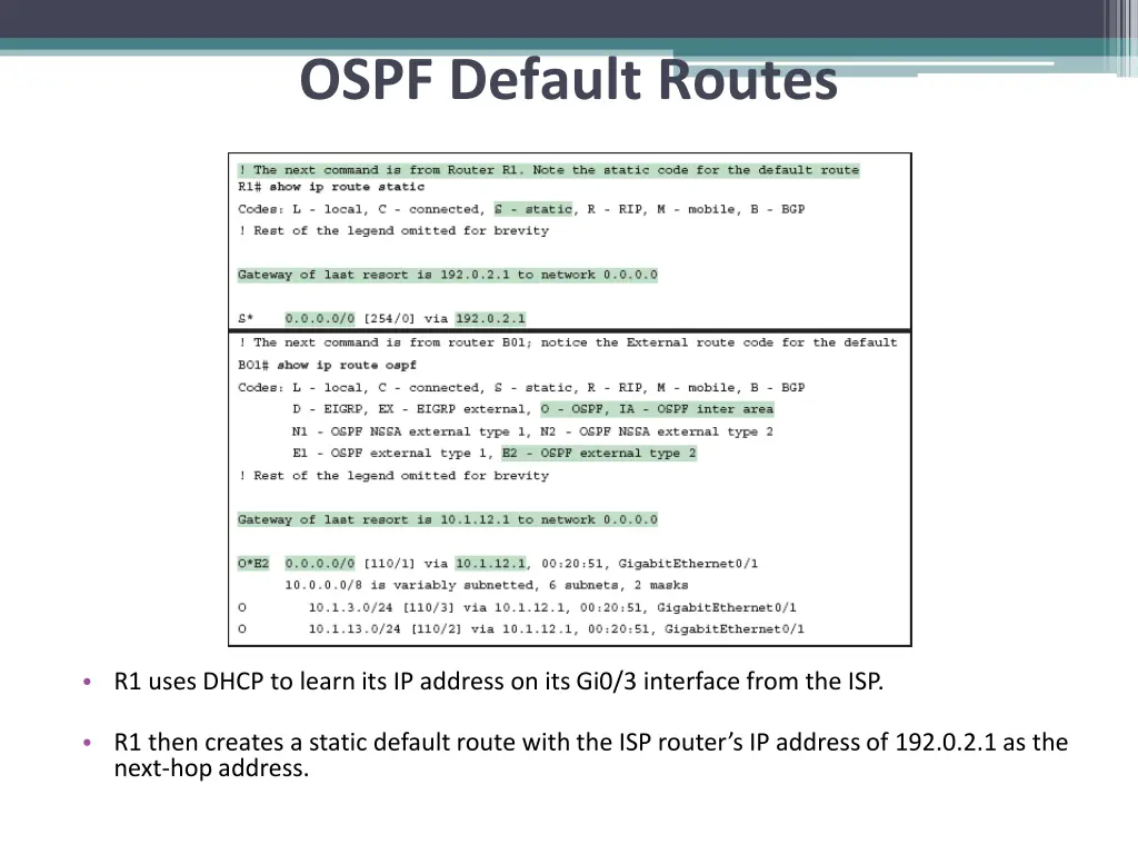 ospf default routes 3