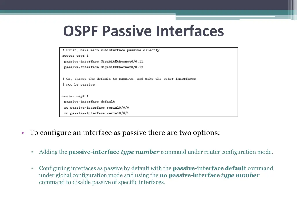 ospf passive interfaces 1