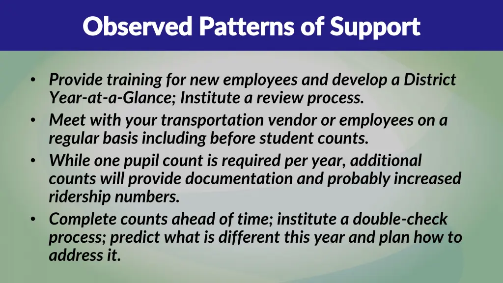 observed patterns of support observed patterns