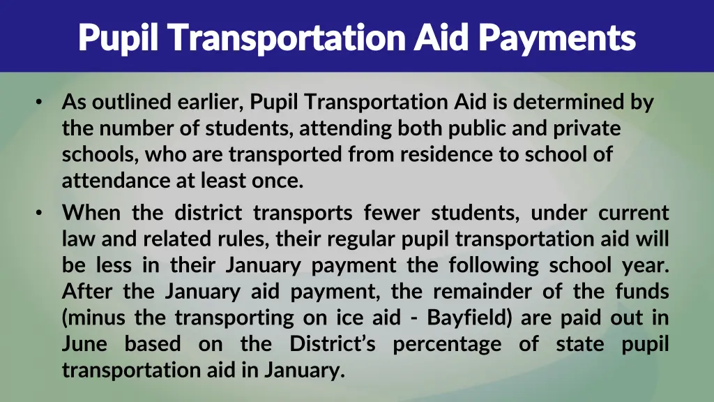 pupil transportation aid payments pupil