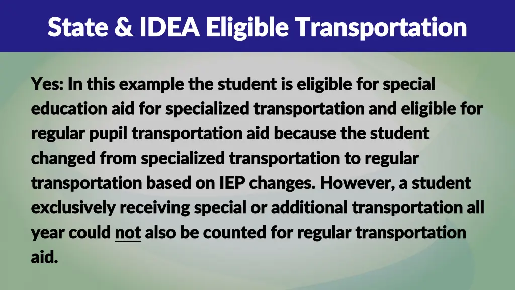 state idea eligible transportation state idea 10