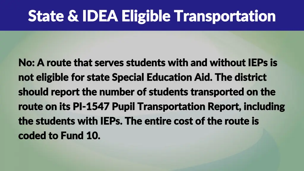 state idea eligible transportation state idea 6