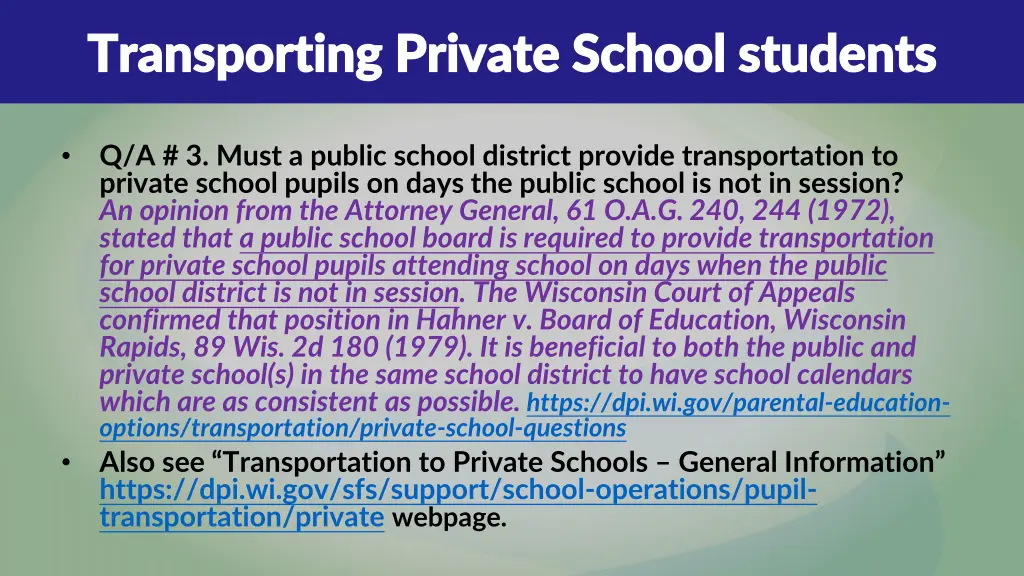 transporting private school students transporting