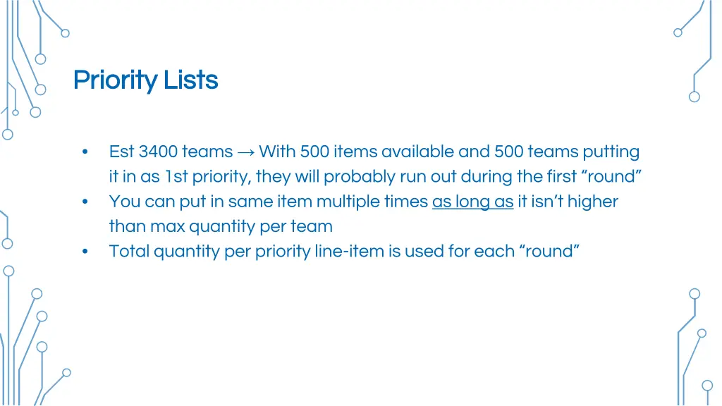 priority lists priority lists