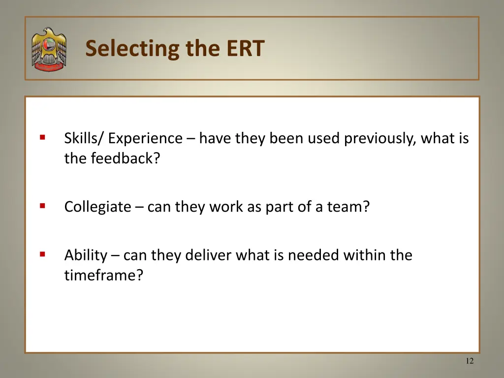 selecting the ert