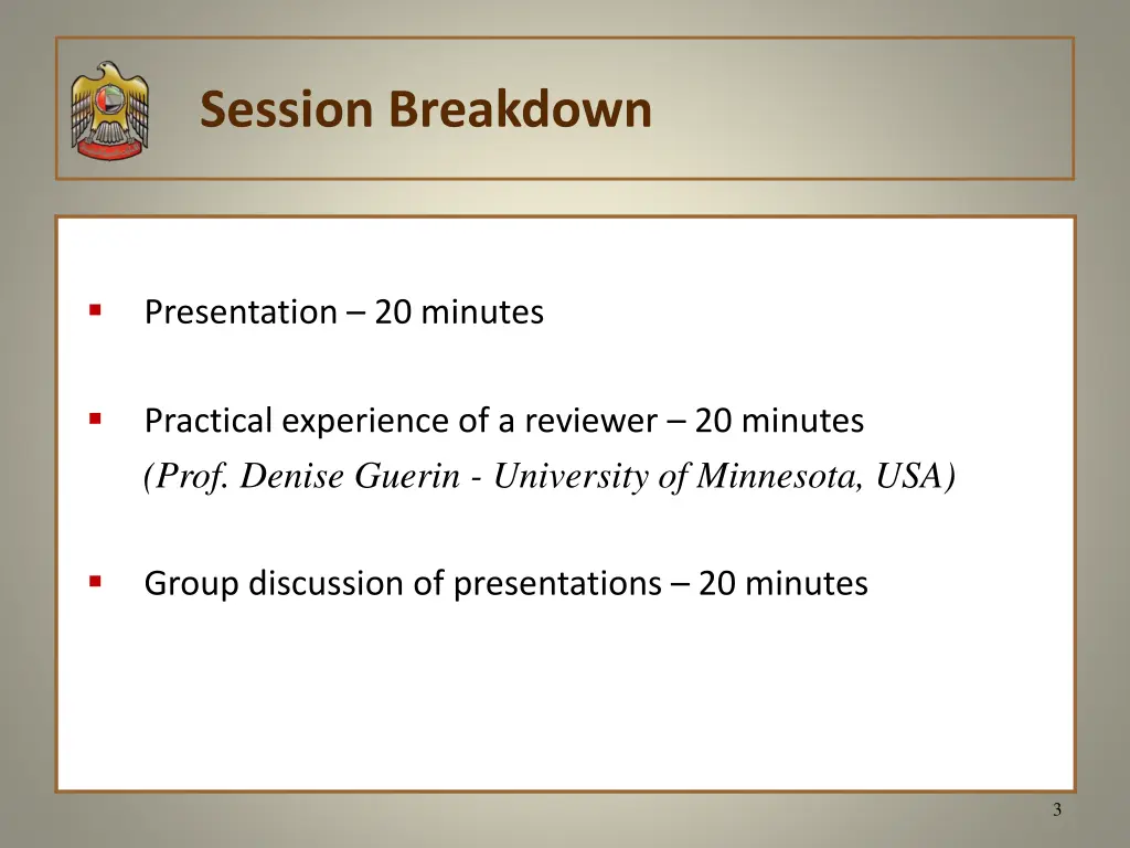 session breakdown