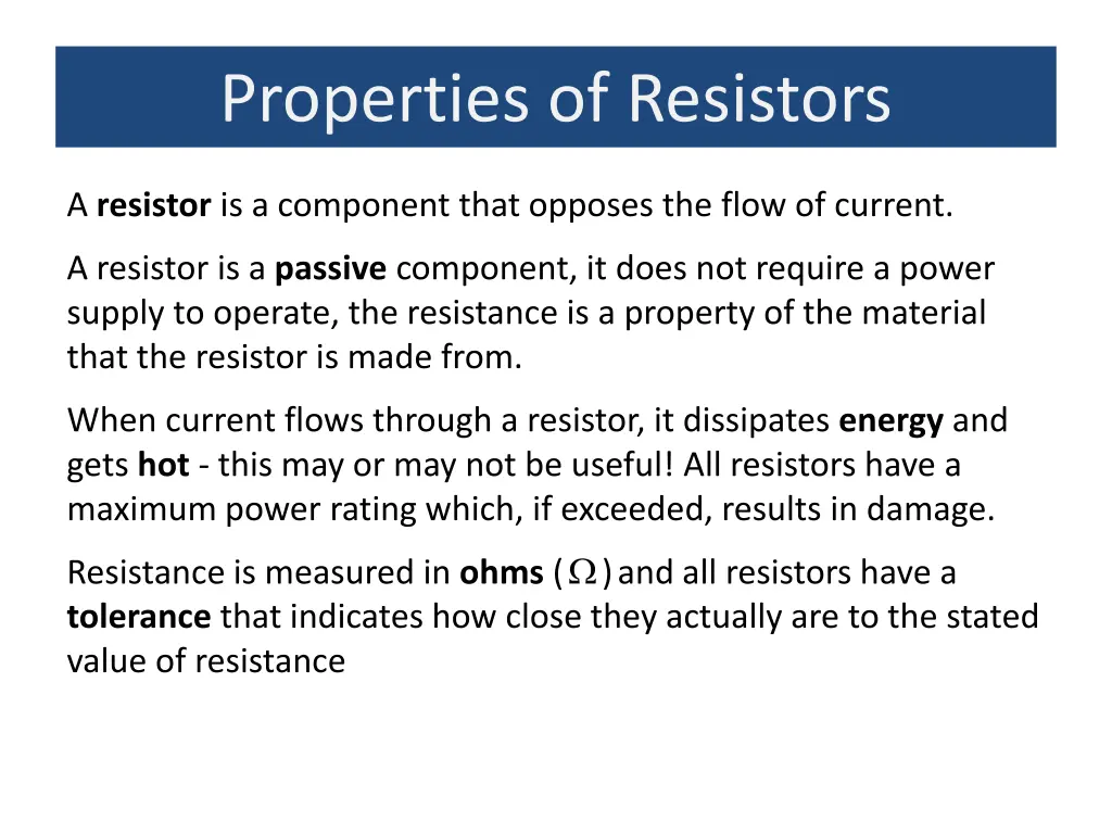properties of resistors