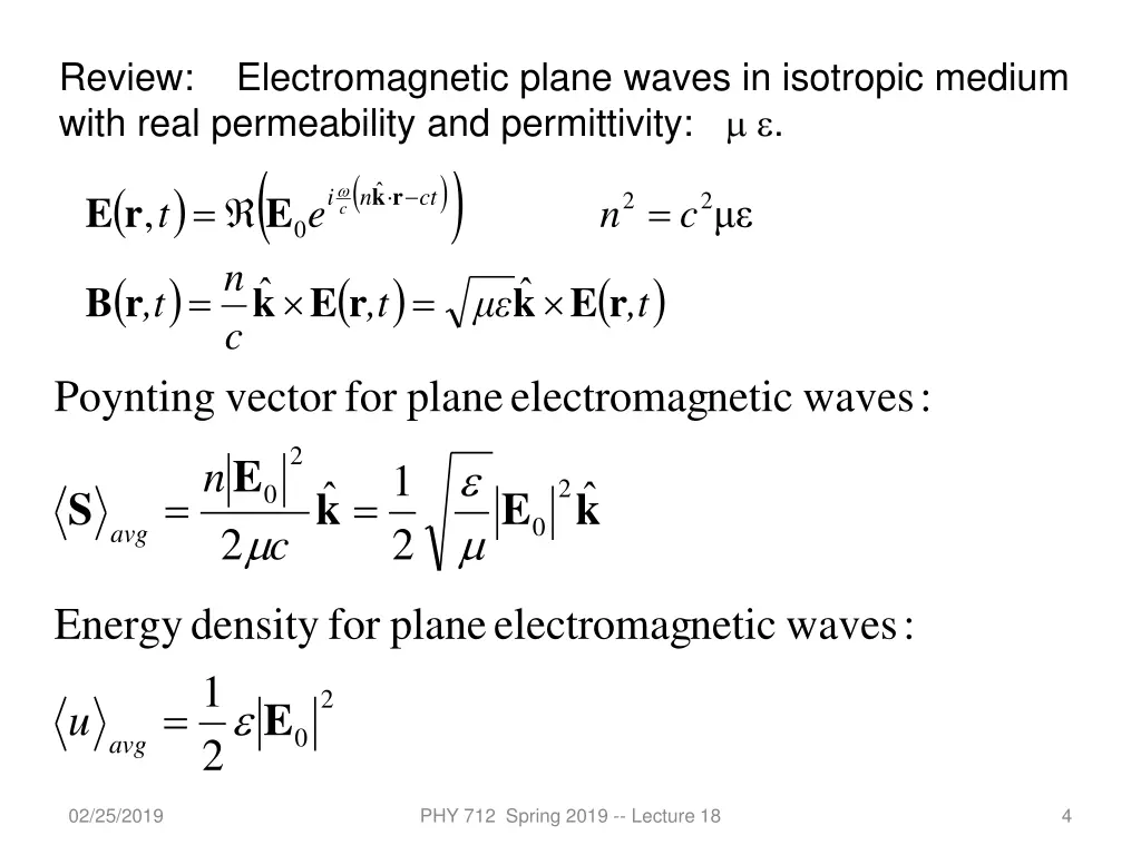 review electromagnetic plane waves in isotropic