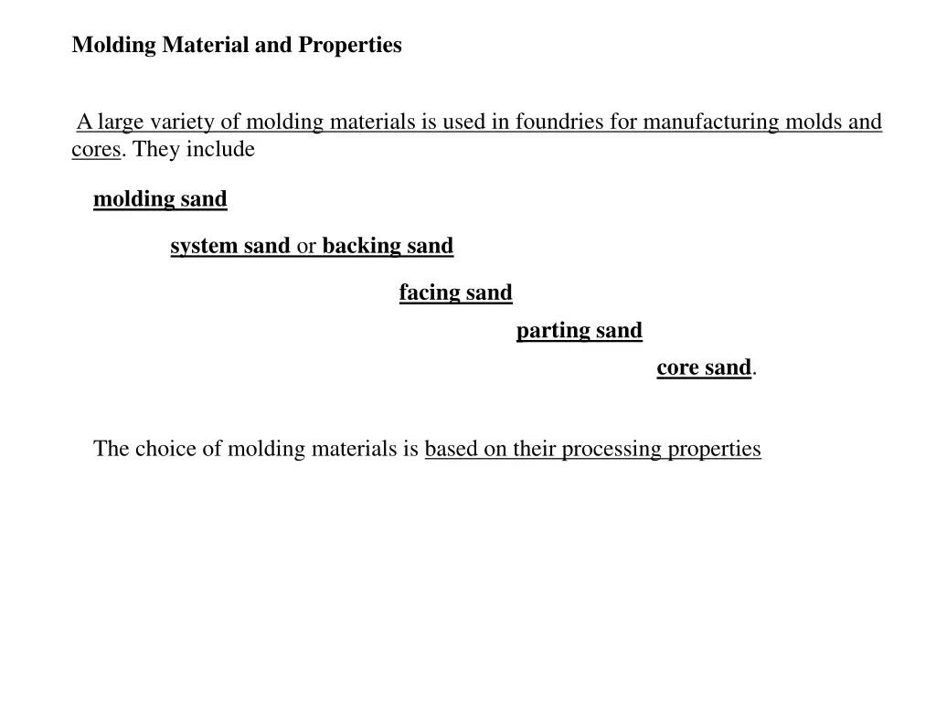 molding material and properties