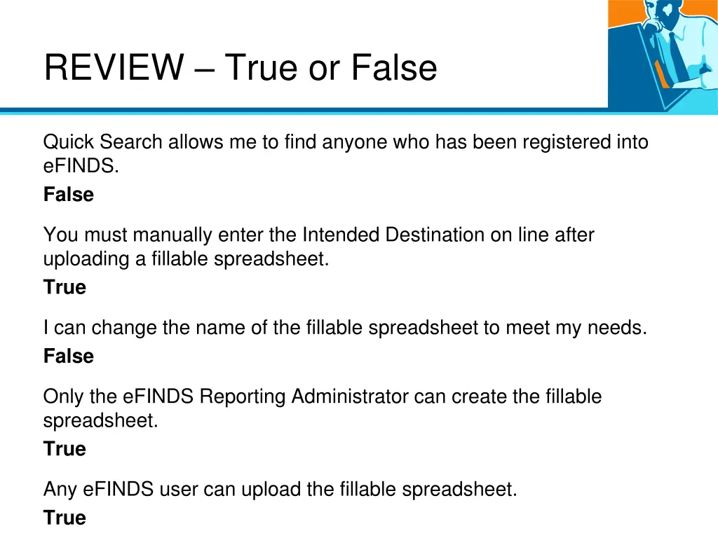 review true or false 3