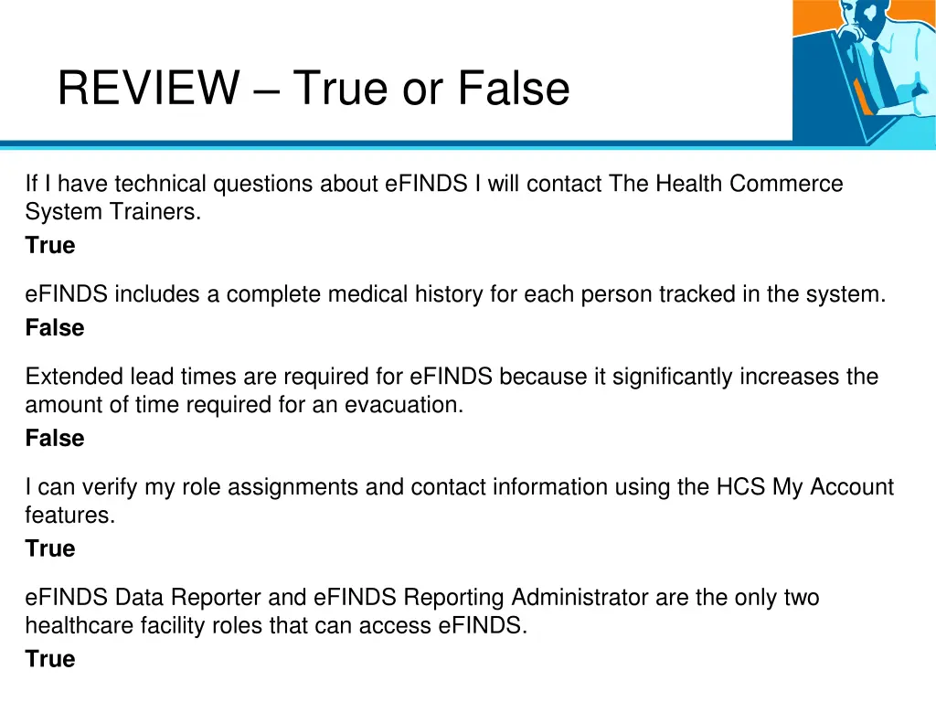 review true or false