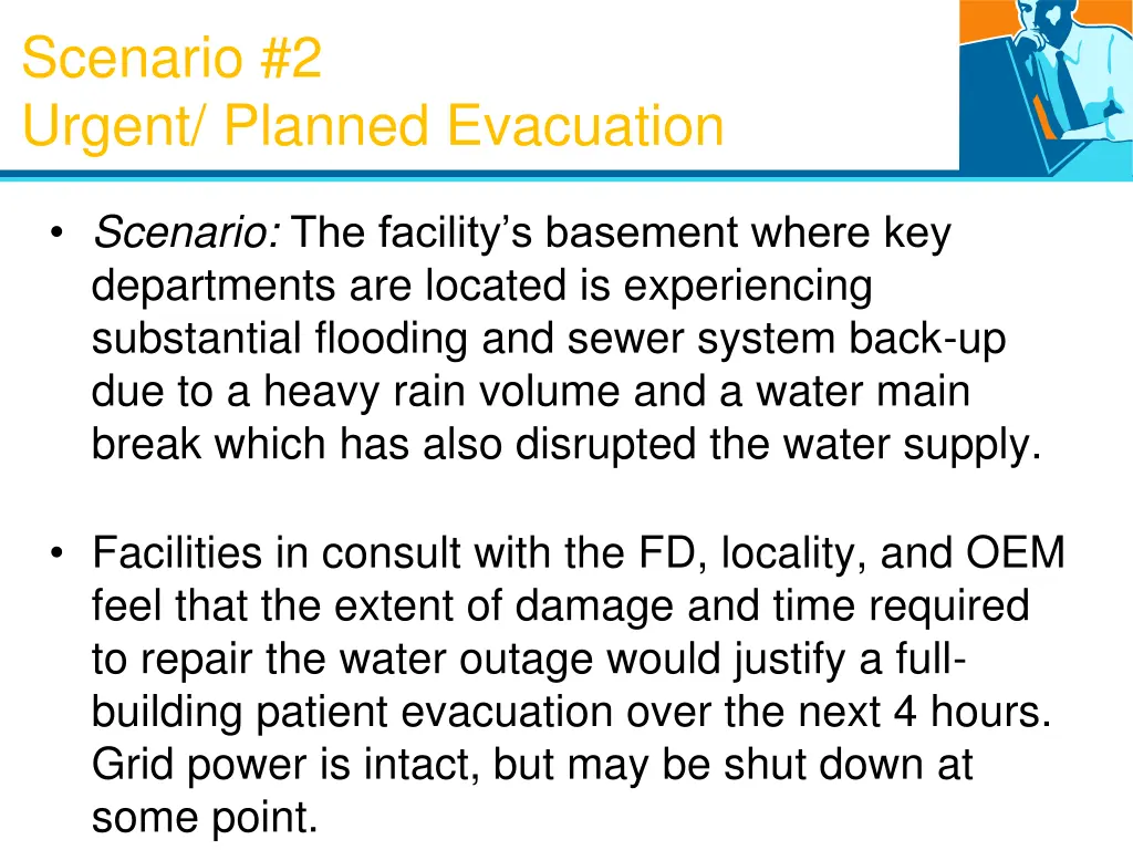 scenario 2 urgent planned evacuation