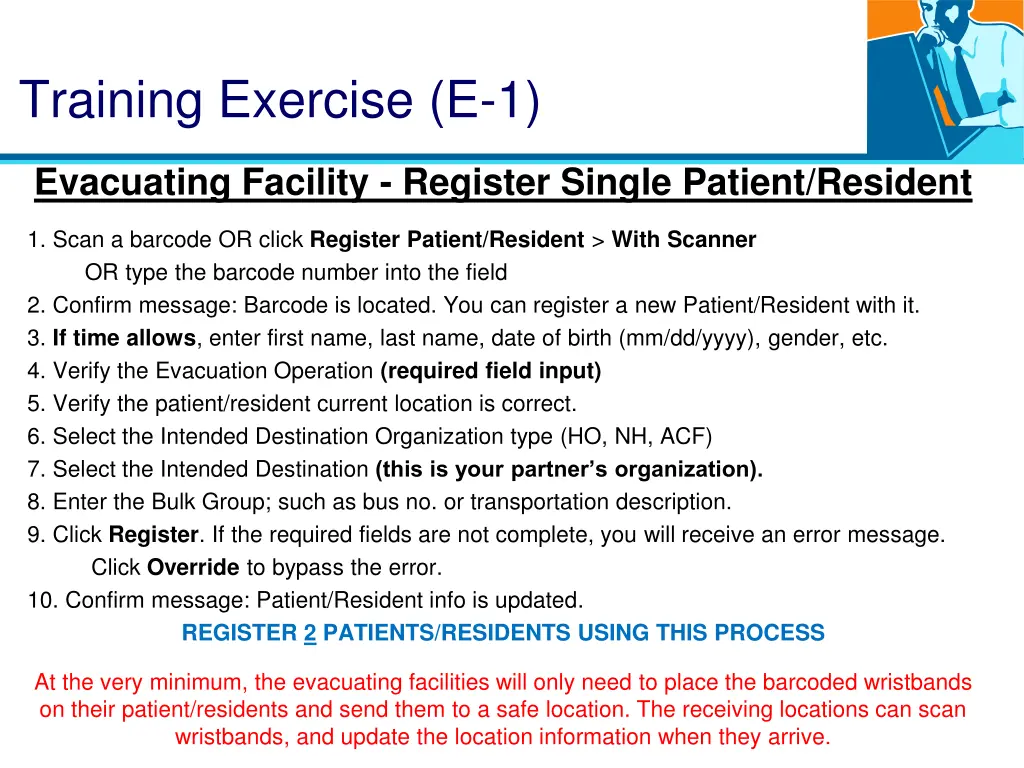 training exercise e 1