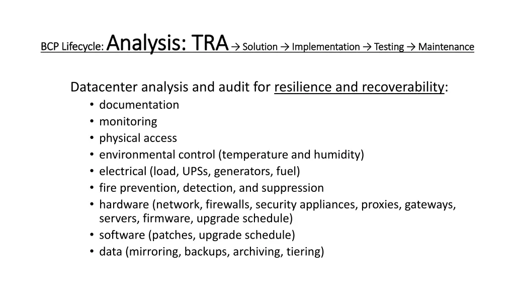 bcp lifecycle analysis tra analysis tra solution 2