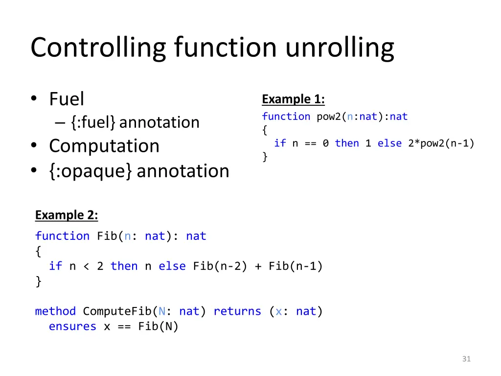 controlling function unrolling