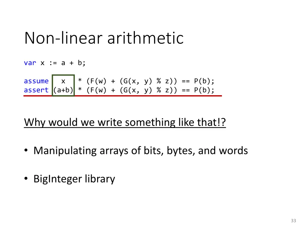 non linear arithmetic