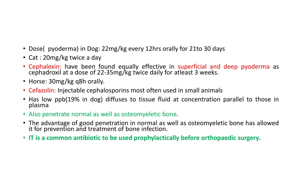 dose pyoderma in dog 22mg kg every 12hrs orally