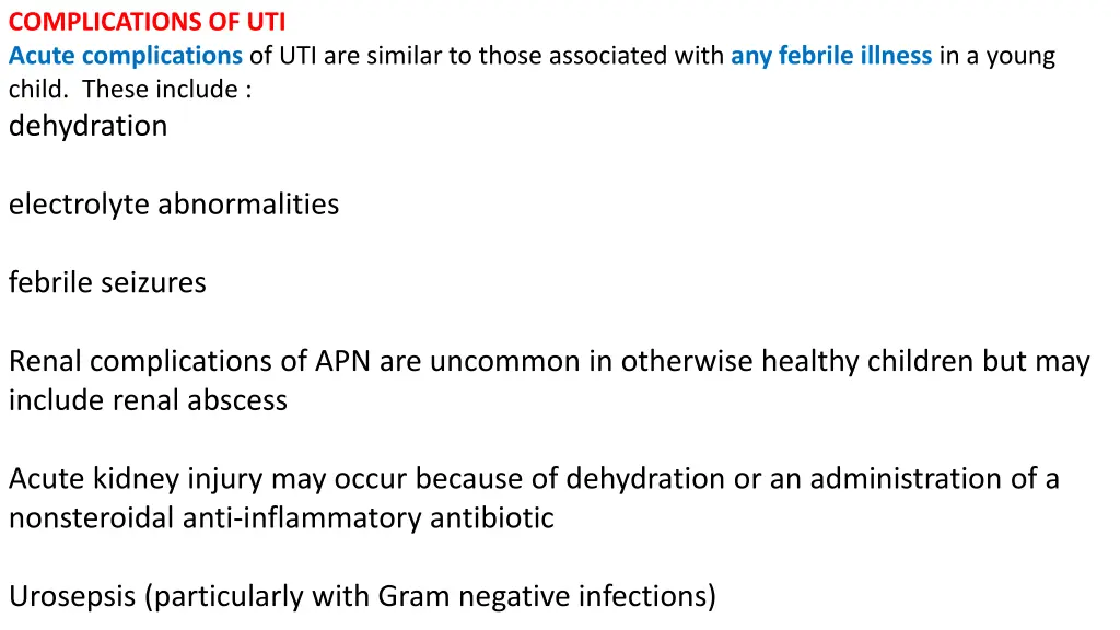 complications of uti acute complications