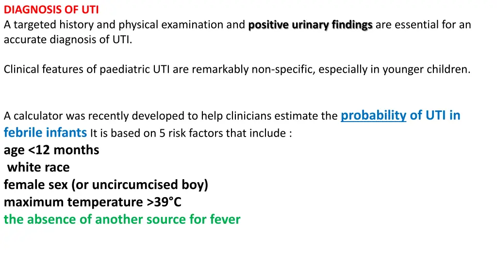 diagnosis of uti a targeted history and physical