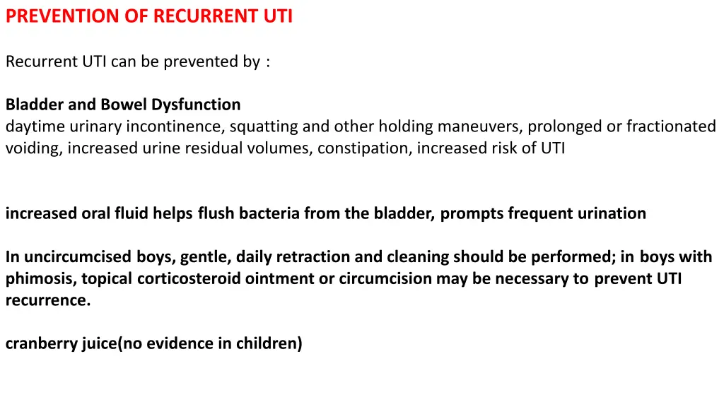 prevention of recurrent uti