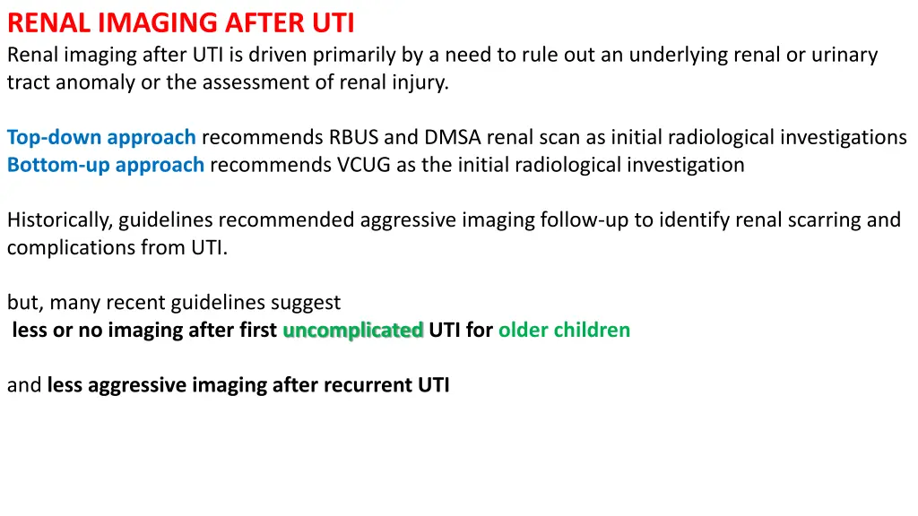 renal imaging after uti renal imaging after