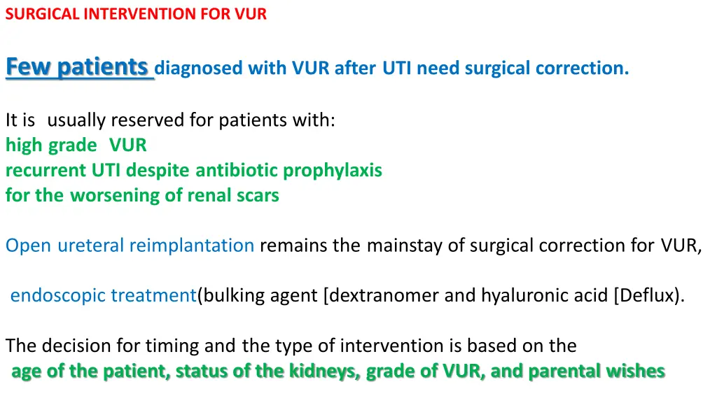 surgical intervention for vur