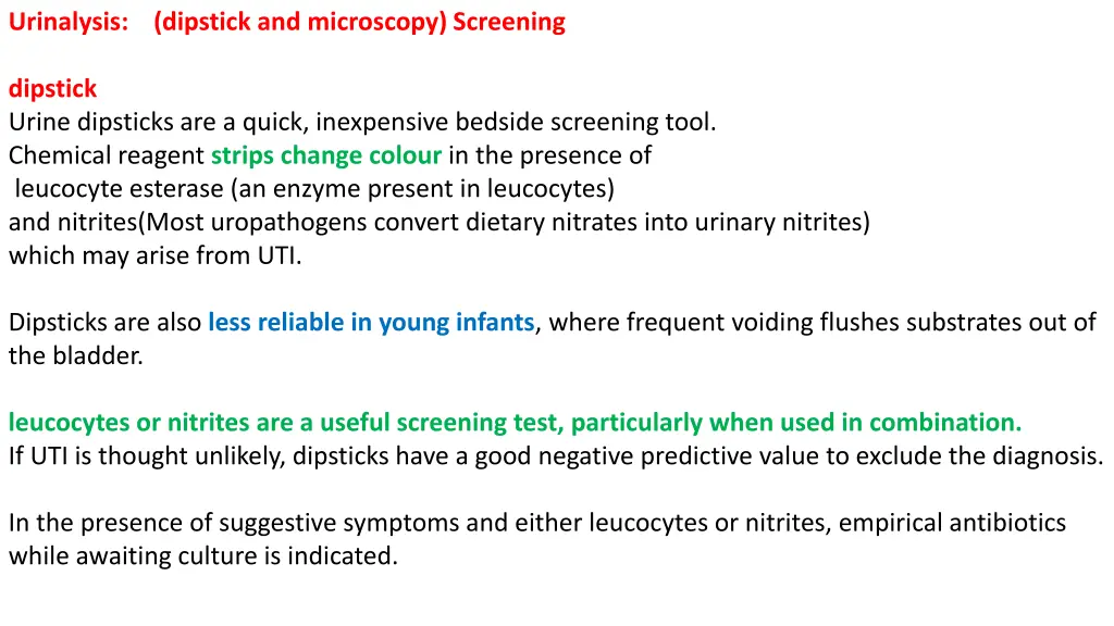 urinalysis dipstick and microscopy screening