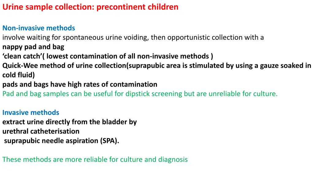 urine sample collection precontinent children