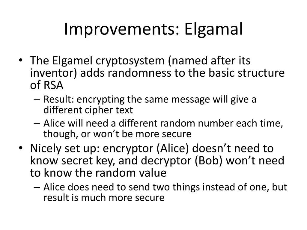 improvements elgamal
