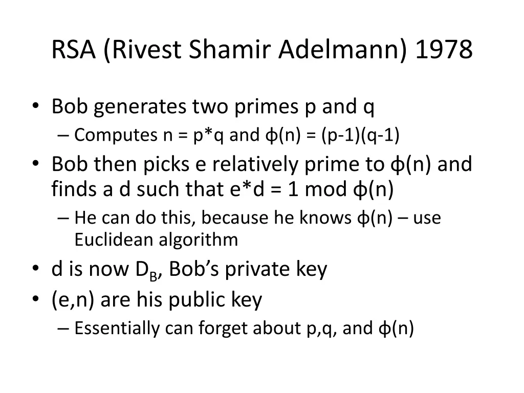 rsa rivest shamir adelmann 1978