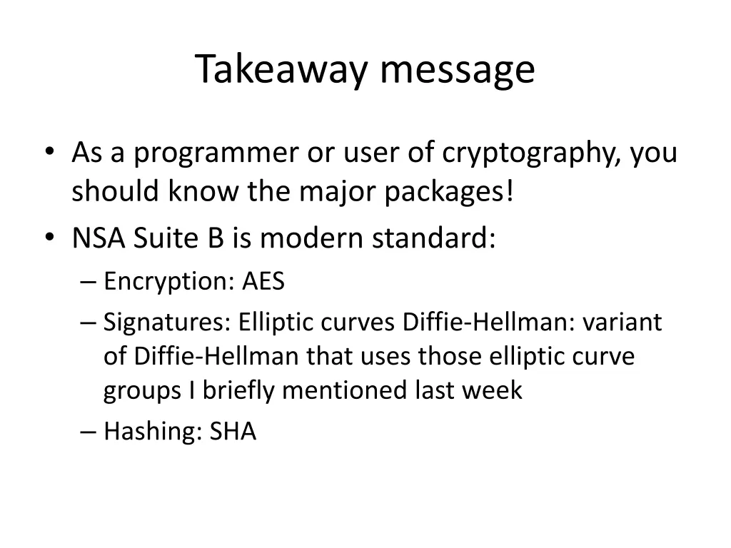 takeaway message