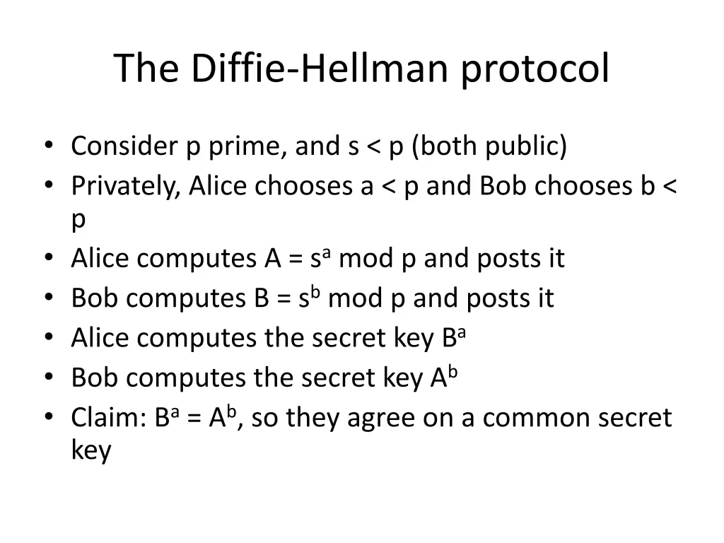 the diffie hellman protocol