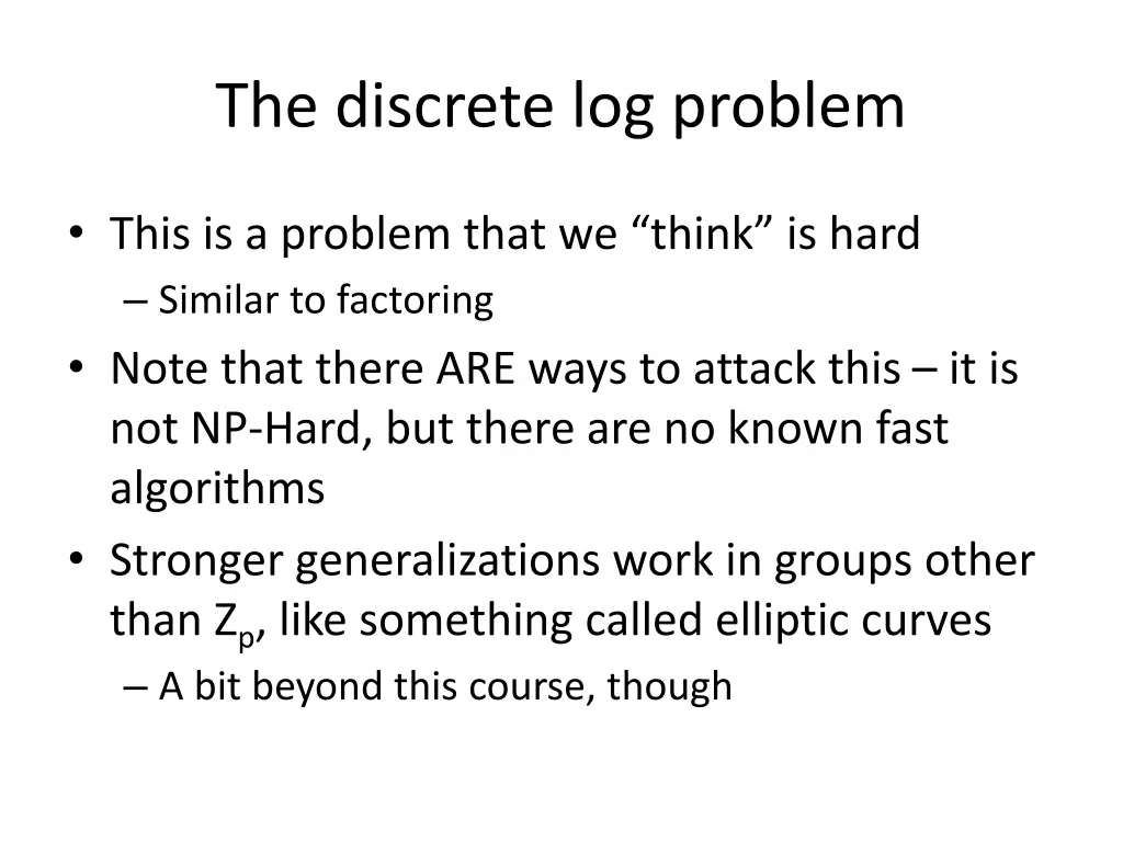 the discrete log problem