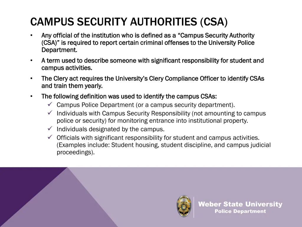 campus security authorities csa any official