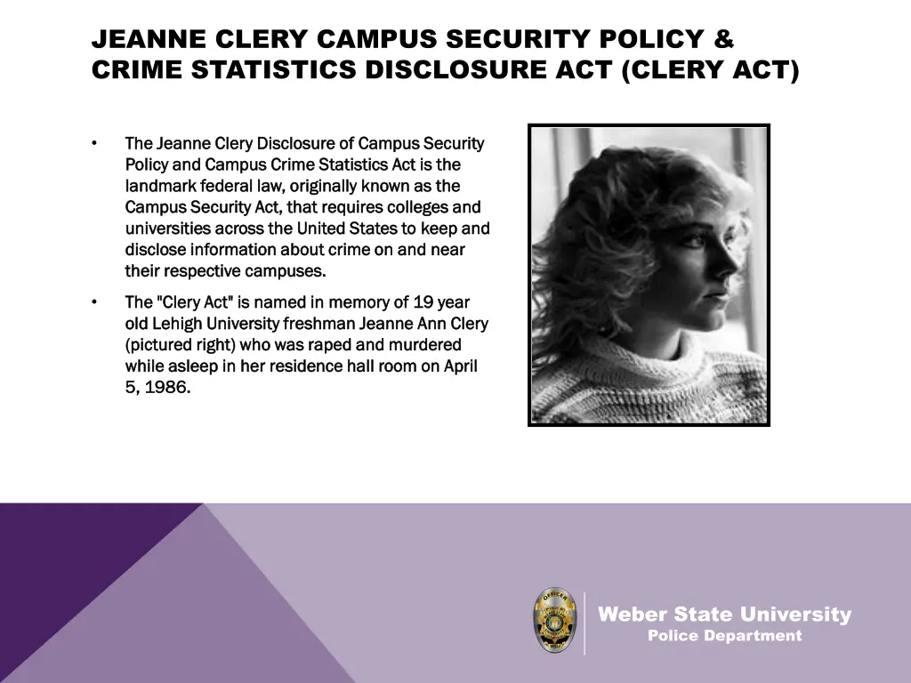 jeanne clery campus security policy crime