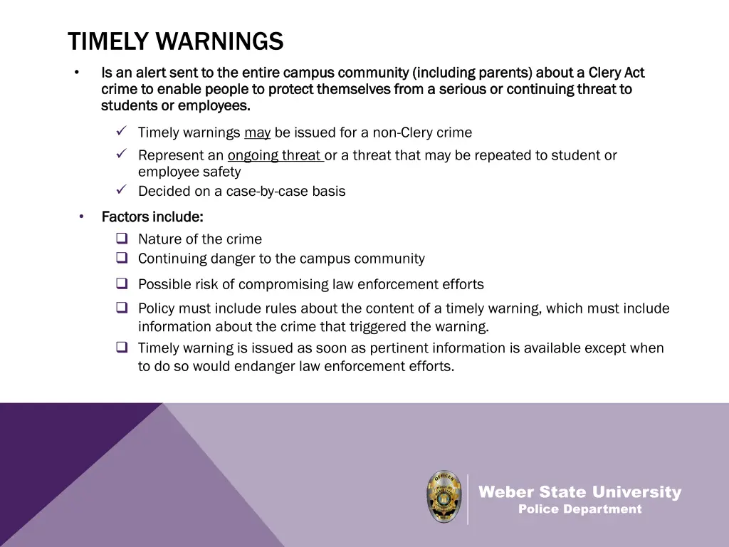 timely warnings
