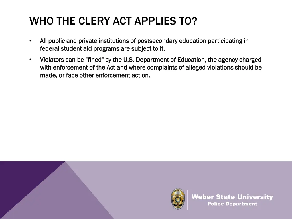 who the clery act applies to