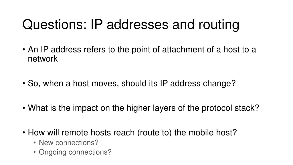 questions ip addresses and routing