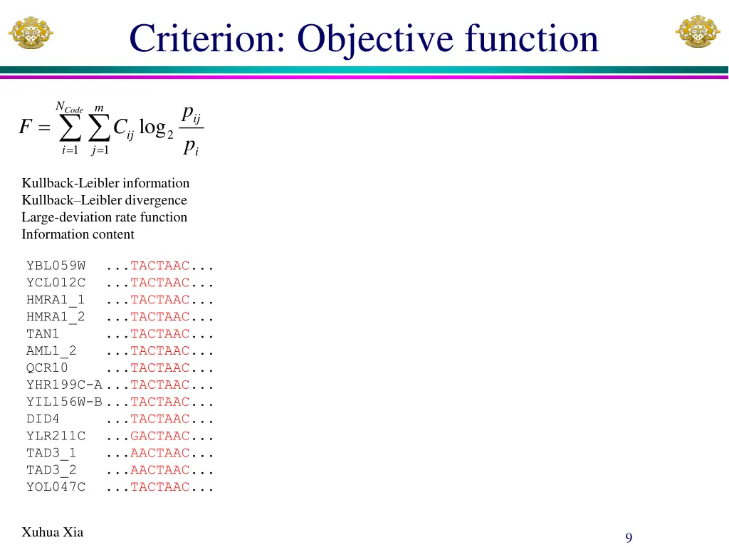 criterion objective function