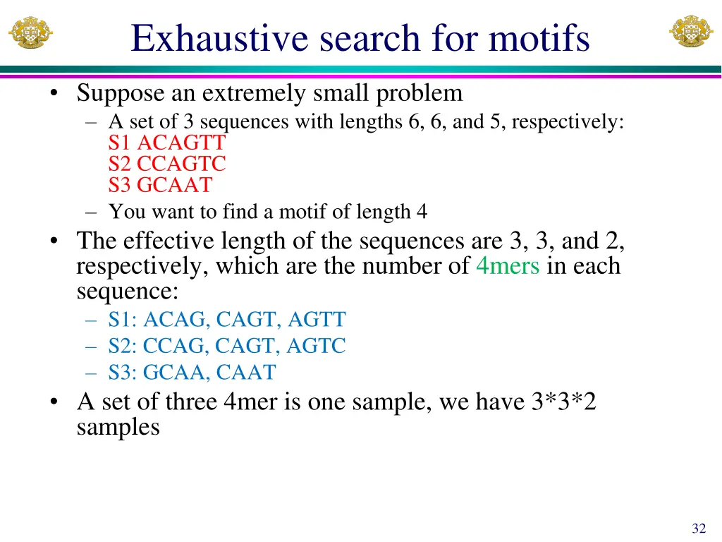 exhaustive search for motifs