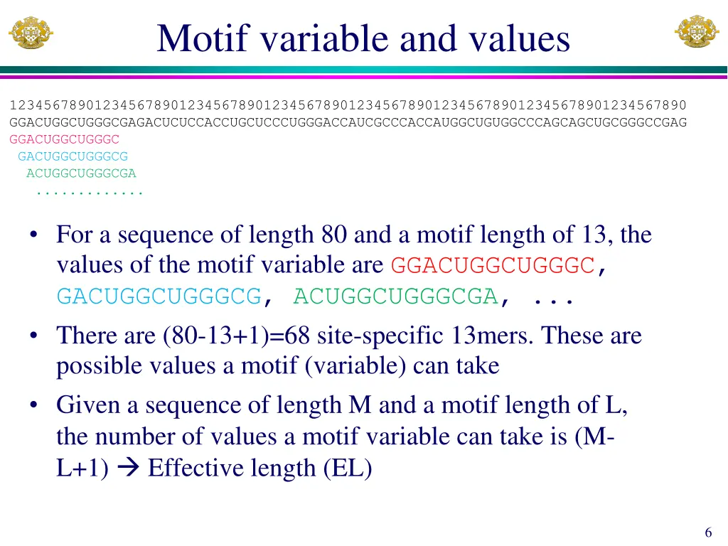 motif variable and values