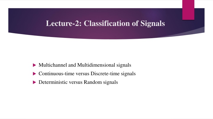 lecture 2 classification of signals