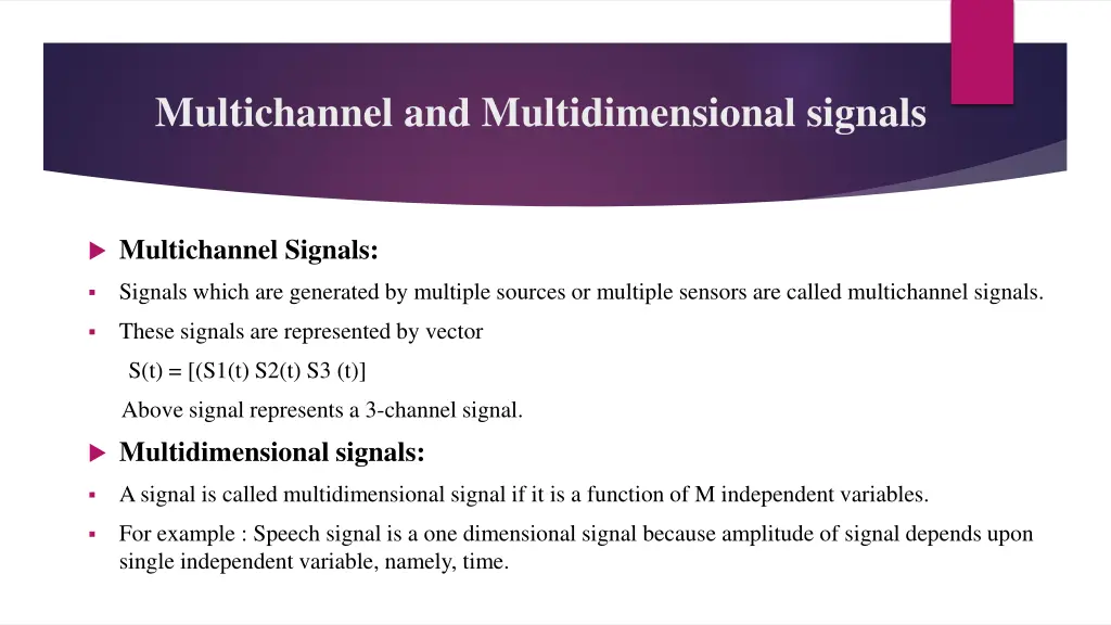 multichannel and multidimensional signals