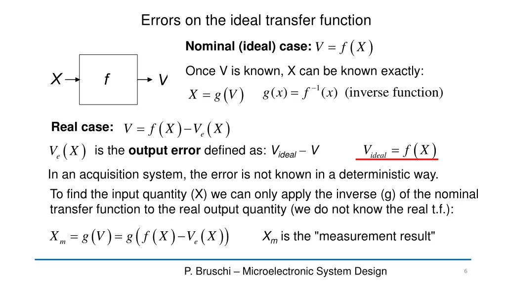 errors on the ideal transfer function