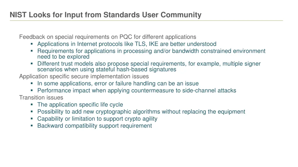 nist looks for input from standards user community