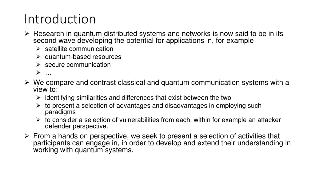 introduction research in quantum distributed