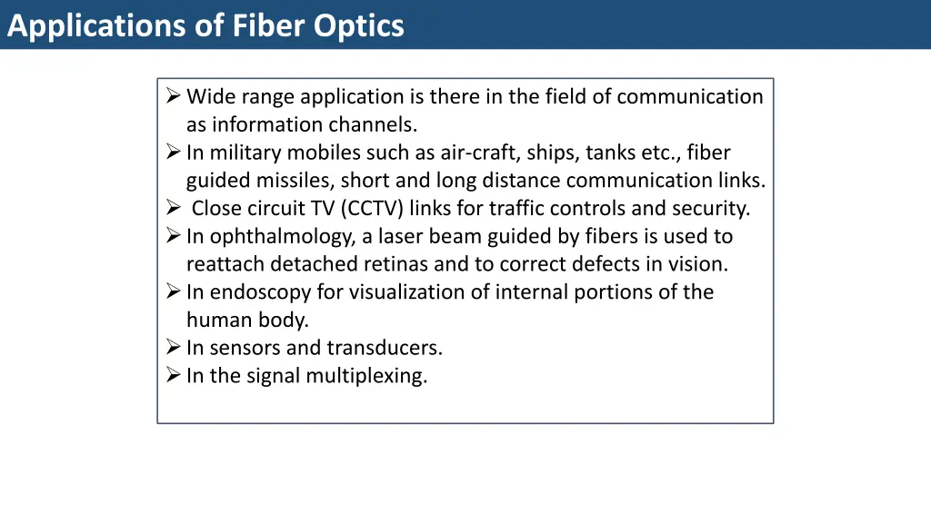 applications of fiber optics