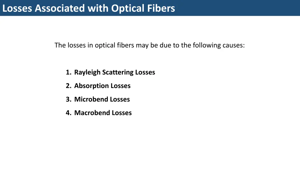 losses associated with optical fibers