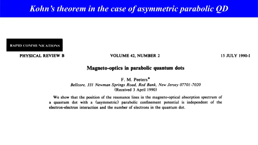 kohn s theorem in the case of asymmetric