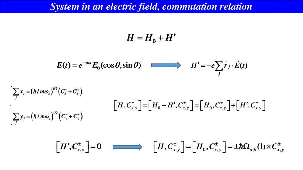 system in an electric field commutation relation
